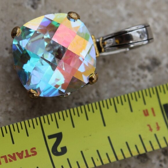 Multi Faceted Throne Room Fire Aurora Borealis Rainbow Ice Glam AB CZ Pendant - Picture 3 of 6